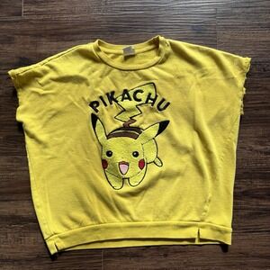 Pokémon Pikachu Sweatshirt Muscle Tee - Size XXL - Chenille Patch - Raw Hem